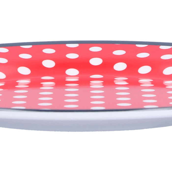 9in Imitation Porcelain Dinner Plate Decorative Reusable Snack Plate Lightweight Tableware for Cakes FruitRed Dot