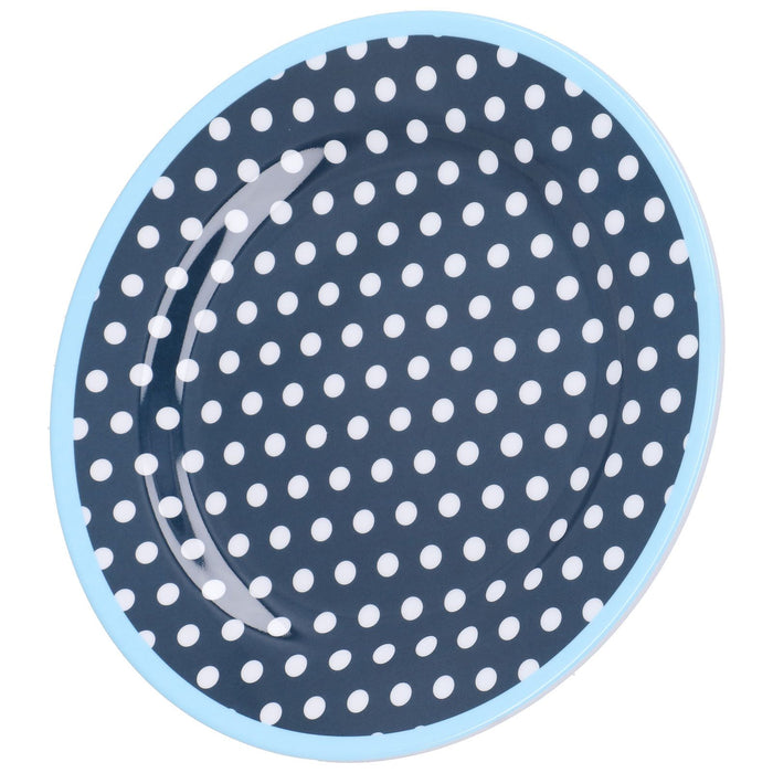 9in Imitation Porcelain Dinner Plate Decorative Reusable Snack Plate Lightweight Tableware for Cakes FruitDark Blue Dot