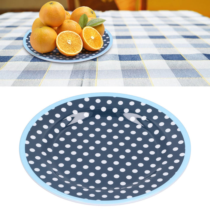 9in Imitation Porcelain Dinner Plate Decorative Reusable Snack Plate Lightweight Tableware for Cakes FruitDark Blue Dot