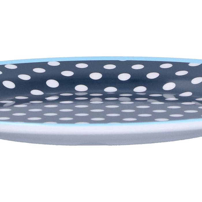 9in Imitation Porcelain Dinner Plate Decorative Reusable Snack Plate Lightweight Tableware for Cakes FruitDark Blue Dot