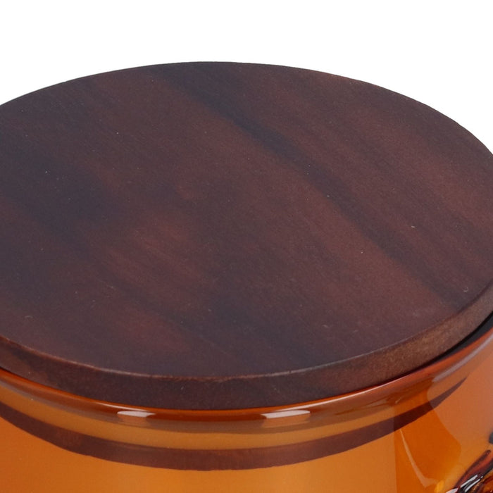 500ml Heat Resistant Coffee Server with Wooden Lid Household Tea Kettle for Home OfficeBrown