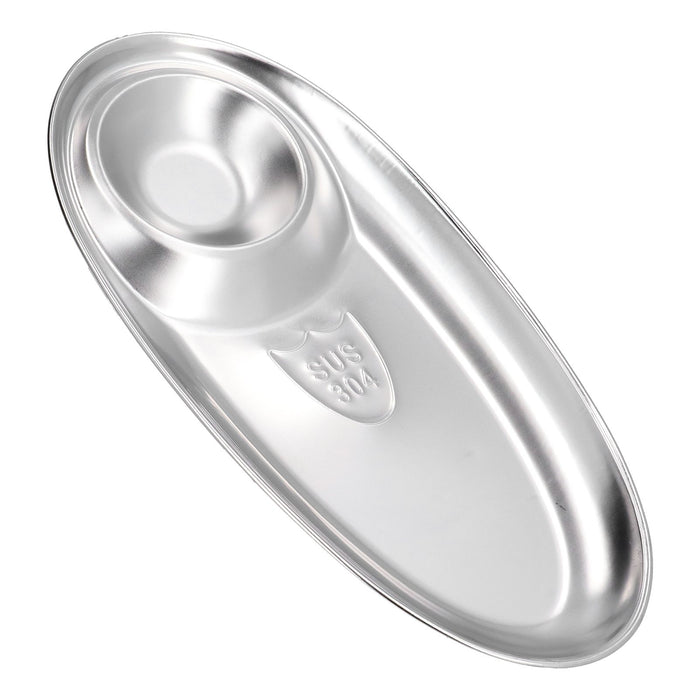 304 Stainless Steel Snack Plate Silver Oval Divided Spice Dish for Home Outdoor CampingS
