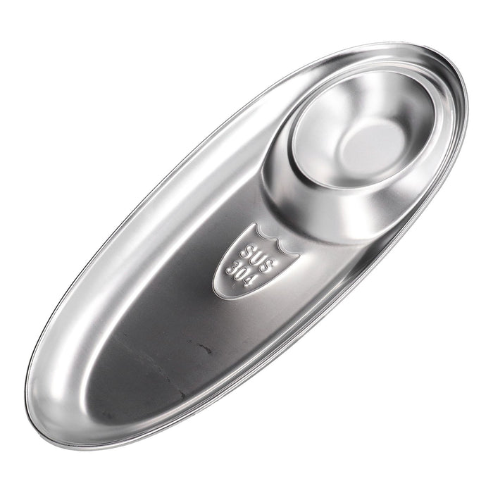 304 Stainless Steel Snack Plate Silver Oval Divided Spice Dish for Home Outdoor CampingS