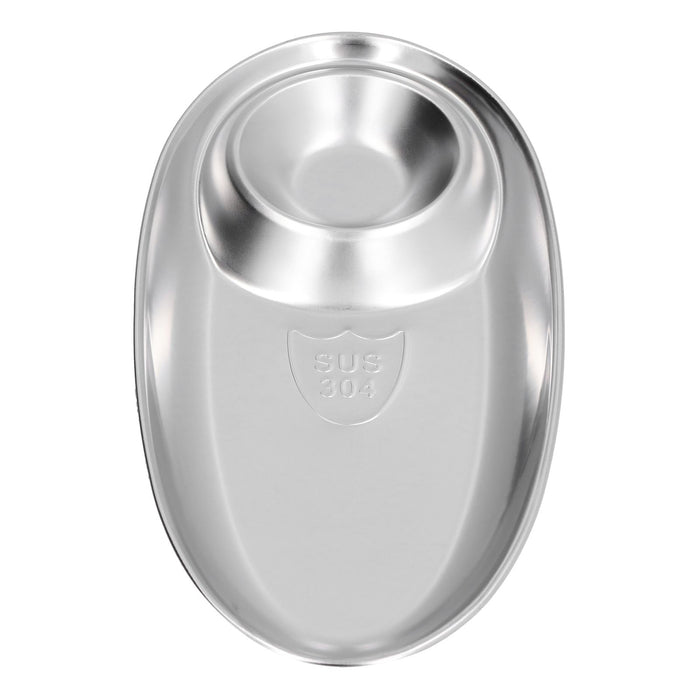 304 Stainless Steel Snack Plate Silver Oval Divided Spice Dish for Home Outdoor CampingS