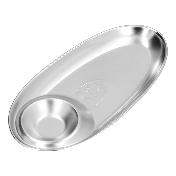 304 Stainless Steel Snack Plate Silver Oval Divided Spice Dish for Home Outdoor CampingS