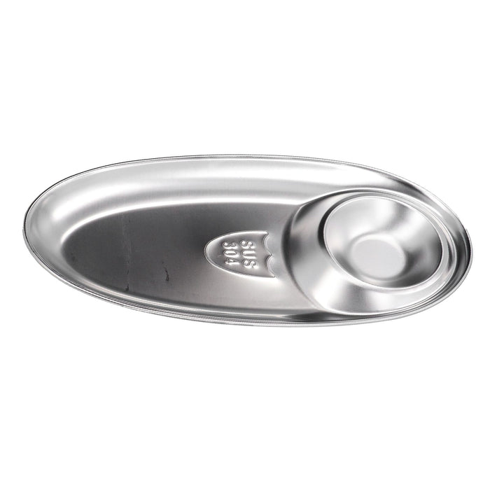 304 Stainless Steel Snack Plate Silver Oval Divided Spice Dish for Home Outdoor CampingS