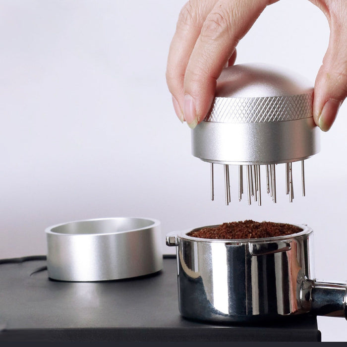 Coffee Needle Distributor with Base Effective Dispersion Rust Resistant Stainless Steel Hand Coffee Stirrer Silver 53mm/2.1in