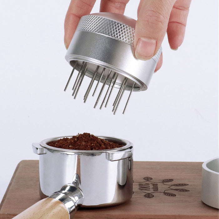 Coffee Needle Distributor with Base Effective Dispersion Rust Resistant Stainless Steel Hand Coffee Stirrer Silver 58mm/2.3in