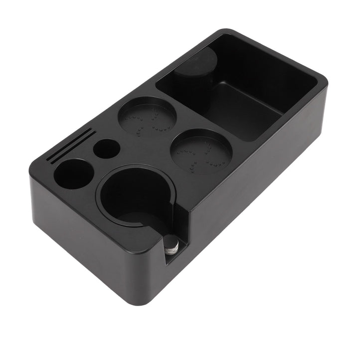 Coffee Tamping Station ABS Modern Multifunctional Coffee Filter Tamper Holder Portafilter Stand for Home Kitchen Cafe Bar Black