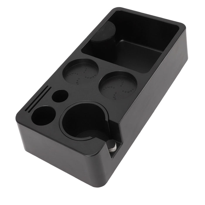 Coffee Tamping Station ABS Modern Multifunctional Coffee Filter Tamper Holder Portafilter Stand for Home Kitchen Cafe Bar Black