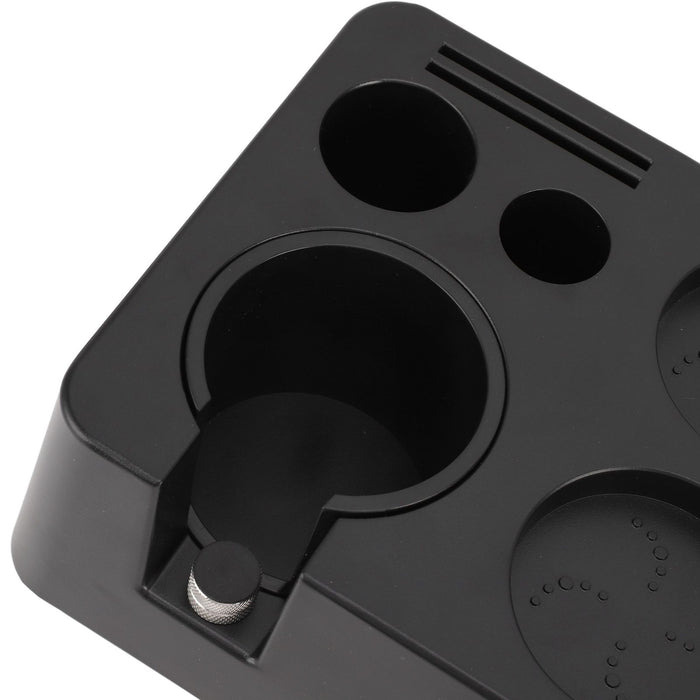 Coffee Tamping Station ABS Modern Multifunctional Coffee Filter Tamper Holder Portafilter Stand for Home Kitchen Cafe Bar Black