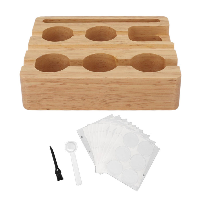 Reusable Coffee Capsule Refill Kit 60PCS 37mm Aluminum Foil Seals Lid with Wooden Holder Brush Spoon for Nespresso Original Coffee Pods