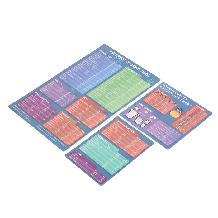 3pcs Fryer Magnetic Cheat Sheet Set Fryer Accessories Cook Times Fryer Accessory Magnet Sheet Quick Reference Guide for Cooking Frying