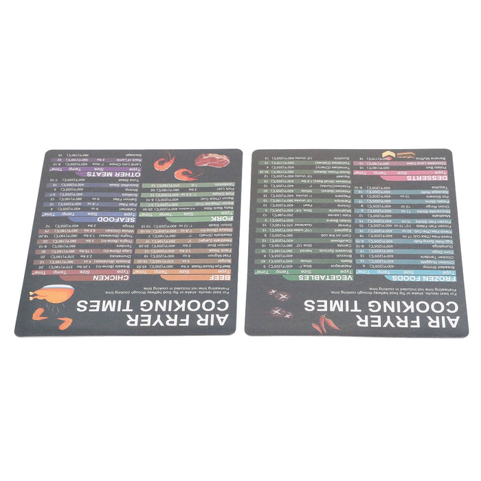 2PCS Fryer Cheat Sheet Magnetic Cooking Times Chart Easy to Read Reference Guide Water Oil Resistant Fryer Accessory for Kitchen