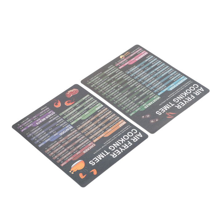 2PCS Fryer Cheat Sheet Magnetic Cooking Times Chart Easy to Read Reference Guide Water Oil Resistant Fryer Accessory for Kitchen