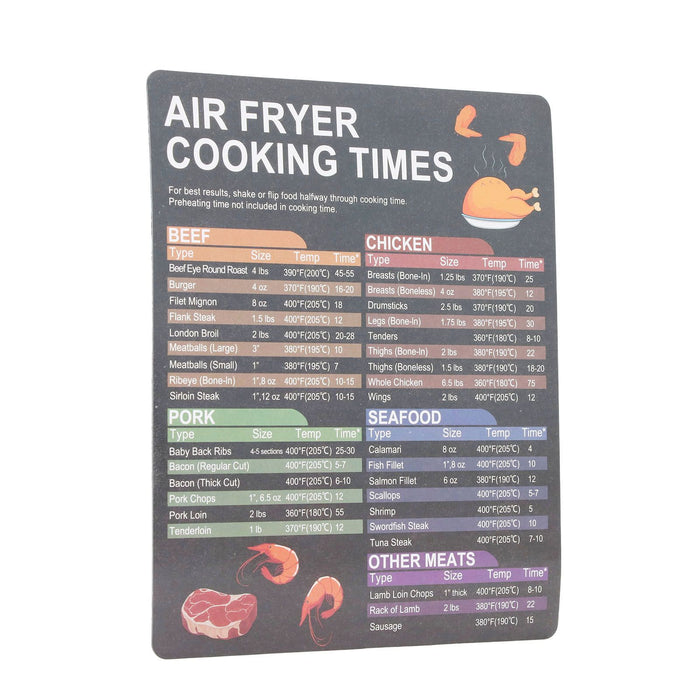 2PCS Fryer Cheat Sheet Magnetic Cooking Times Chart Easy to Read Reference Guide Water Oil Resistant Fryer Accessory for Kitchen