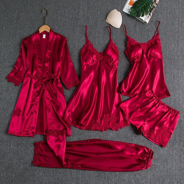 Butterfly Women Sleepwear Set Polyester Long Sleeve Black XXL