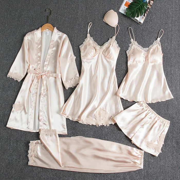 Butterfly Women Sleepwear Set Polyester Long Sleeve Black XXL