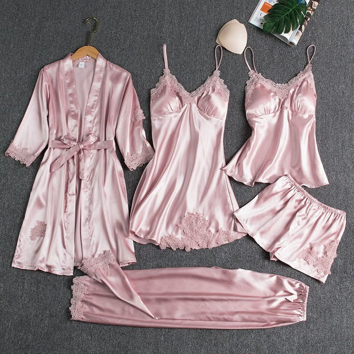 Butterfly Women Sleepwear Set Polyester Long Sleeve Black XXL