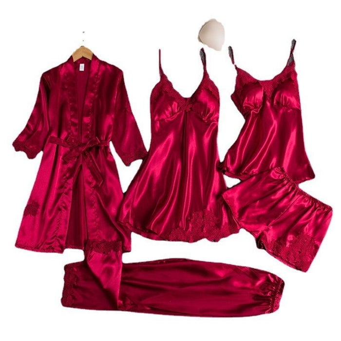 Butterfly Women Sleepwear Set Polyester Long Sleeve Black XXL