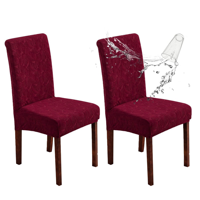 Waterproof Chair Covers for Dining Room Kitchen Chair Covers  Dining Chair , Removable, Washable  (dark red, 2 PCS)