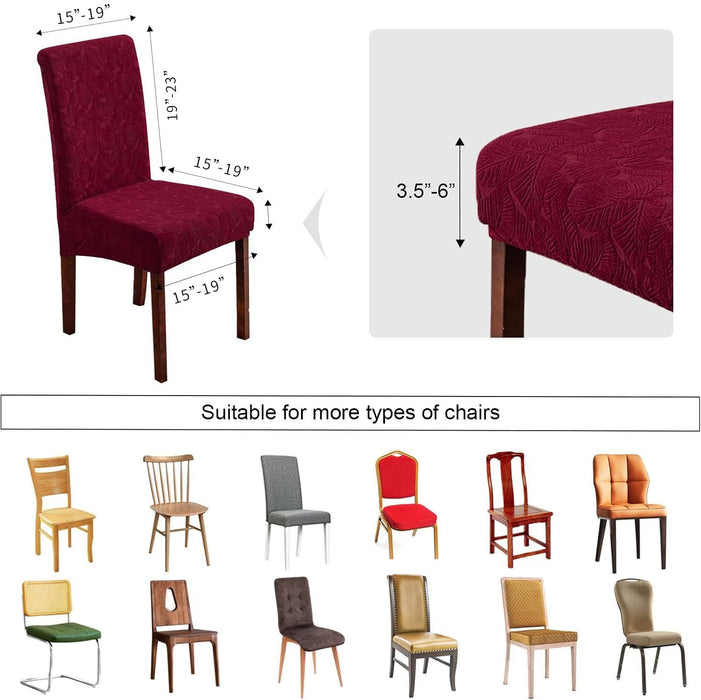 Waterproof Chair Covers for Dining Room Kitchen Chair Covers  Dining Chair , Removable, Washable  (dark red, 2 PCS)