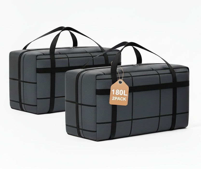 CARLA HOME 2-Pack 180L Extra Large Moving Storage Bags with Handles & Duty Zippered for Clothes, Travel, Space Saving & Camping