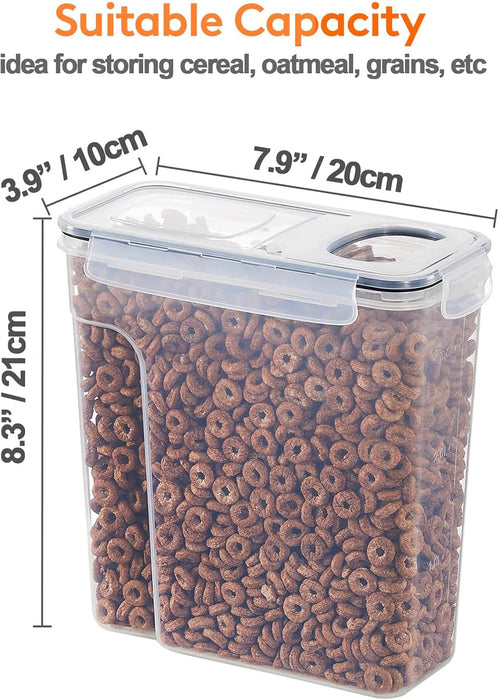 CARLA HOME Airtight Cereal Storage Containers BPA-Free Food Dispensers with Pouring Lids for Pantry & Kitchen (4 Pack 2,5L)