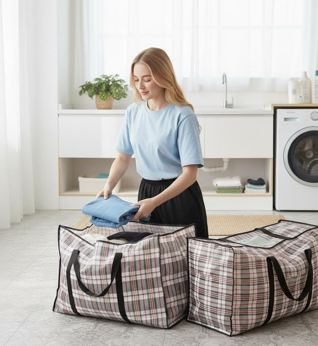 CARLA HOME 6 Pack Large Moving Storage Bags with Zipper & Handles for Clothes, Bedding, Blankets, Dorm & Travel (80x55x25cm)