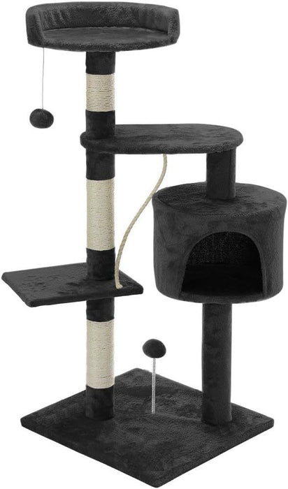 CARLA HOME 140cm Cat Tree for Indoor Cats with Plush Perch, Sisal Scratching Posts & Condo for Kittens & Adult Cats (Dark Grey)