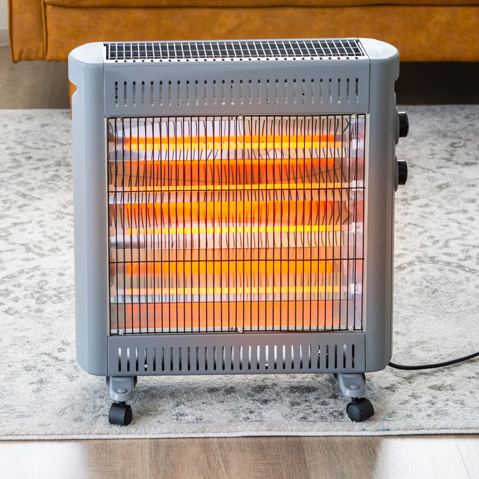 2200W Quartz Infrared Radiant Heater with Adjustable Thermostat and 2 Power Settings