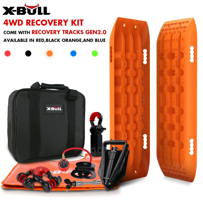 X-BULL Winch Recovery Kit Recovery tracks /Snatch Strap Off Road 4WD orange