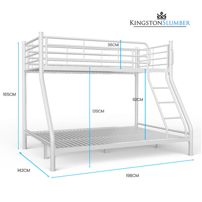 KINGSTON SLUMBER Single over Double Metal Bunk Bed Frame, Matte White