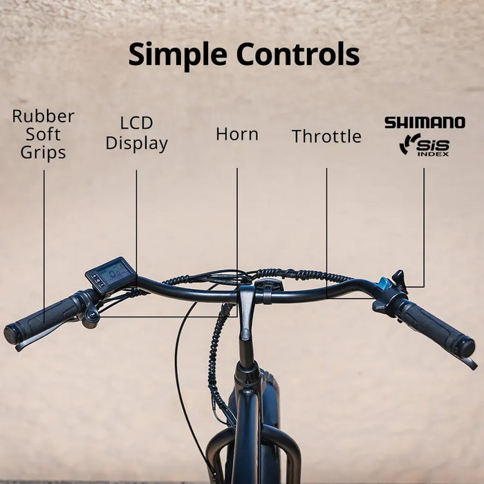 VALK Electric Fat Tyre Cruiser Bike, eBike with Throttle, Matte Black