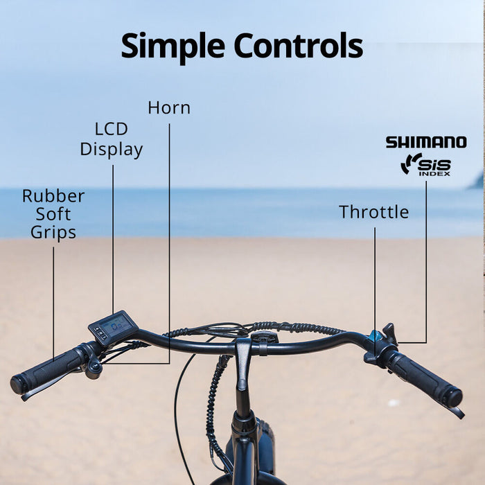 VALK Electric Fat Tyre Cruiser Bike, eBike with Throttle, Matte Black