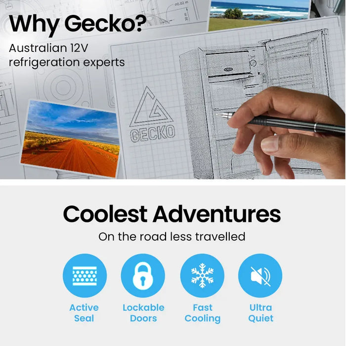 GECKO 70L Portable Fridge Freezer for Car Camping Caravans Fridges Refrigerator Cooler 12V/24V/240V