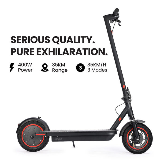 ALPHA Urban 10 Electric Scooter, 35km/h, Suspension, 35km Range, 10-Inch Wheels, Brushless Motor, Free APP, Motorised Commuter eScooter for Adults, Black