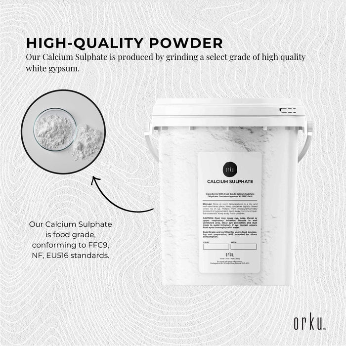1Kg Calcium Sulphate Gypsum Powder Bucket-  Food Grade Hydrous Sulfate