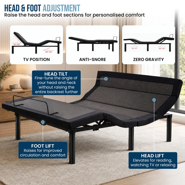 Therapedic Kinetic Advance Adjustable Queen Bed Base with Head Tilt