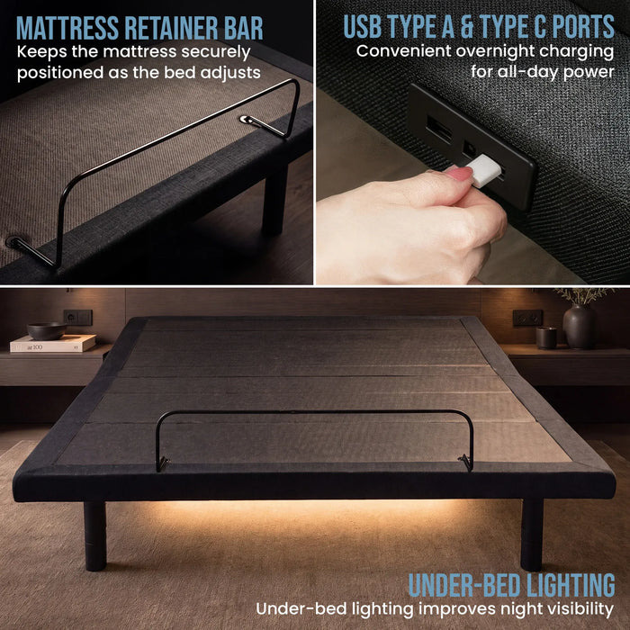 Therapedic Kinetic Advance Adjustable Queen Bed Base with Head Tilt
