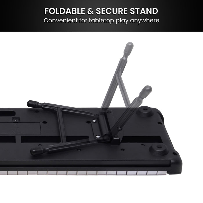Karrera 61-Key Electronic Piano Keyboard with LED and Folding Stand in Black CHJ-SD1