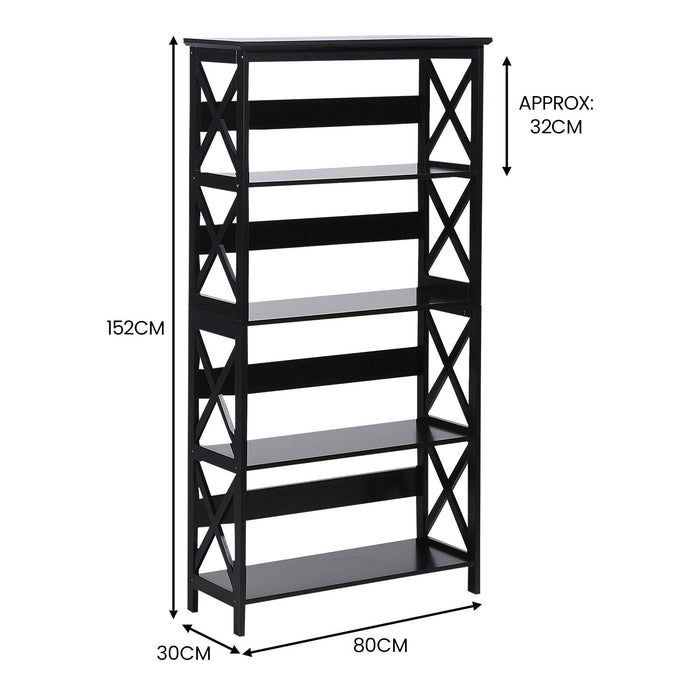 Sarantino Daphne 5-tier Cross Panel Bookshelf