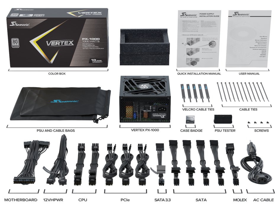Seasonic VERTEX 1000W (PX-1000) Platinum Fully Modular PSU  ATX 3.0