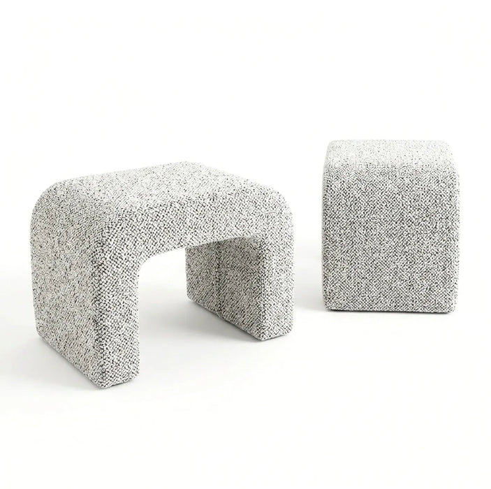 Interior Ave - Hendrix Arched Textured Ottoman - Frosted Stone