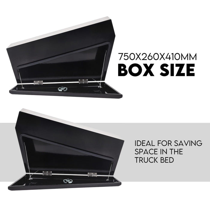 Under Tray Tool Box Underbody Pair Set 750mm Black Steel
