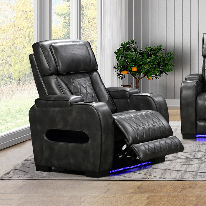 1 Seater Electric Air Leather Dark Grey Recliner