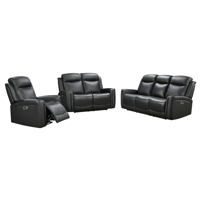3-2 Seater Electric Leather/PVC Black Recliner Set
