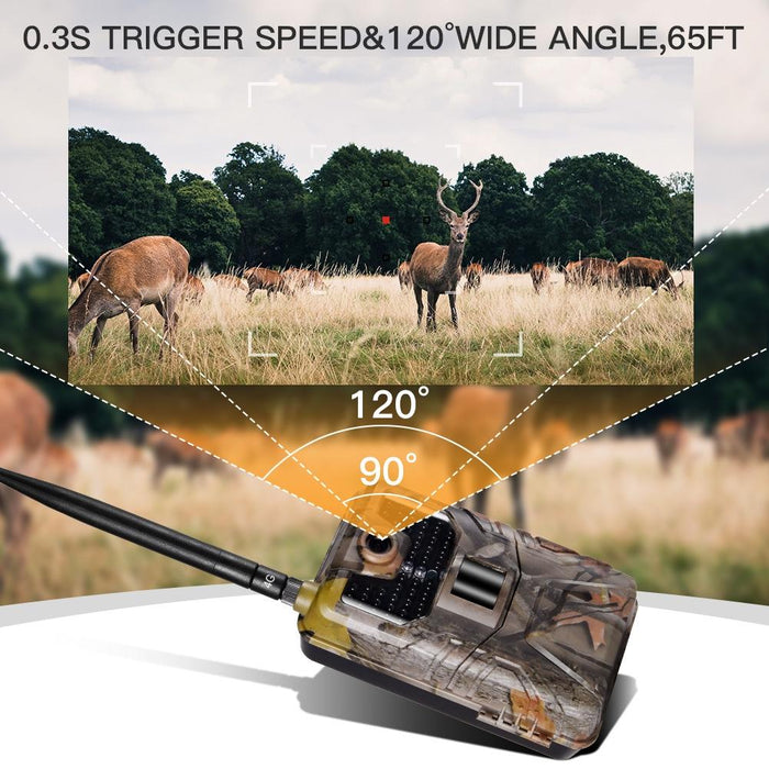 20Mp 2K Wildlife Hunting Trail Camera With Night Vision And 4G Cellular Surveillance