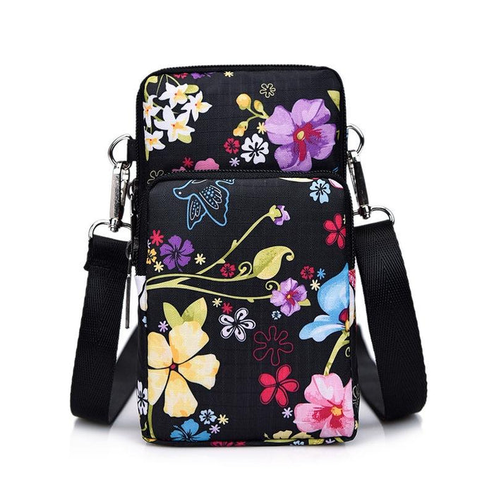 Animal Park Mini Crossbody Phone Wallet With Arm Band - Dark Blue Peony