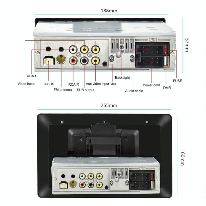 10.1 Inch Full Screen Car Mp5 Player With Wired Carplay - Standard + 4 Camera